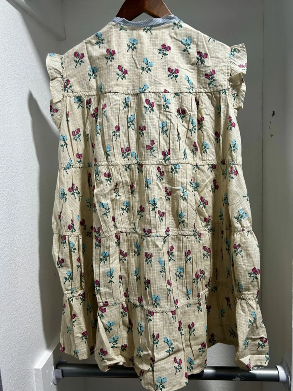 Free people, cream, floral, print, tunic dress small